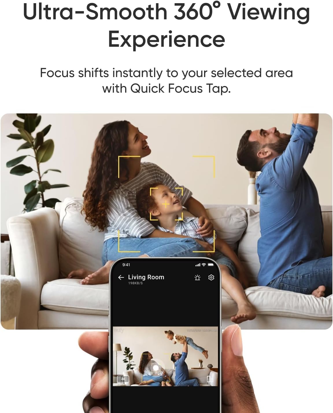 eufy Indoor Cam E30, Latest Generation, 4K UHD Security Camera, 360 Pan-Tilt, Color Night Vision, Al Detection for Human/Pet/Audio/Crying, Human/Pet Auto Tracking, Works with Homekit