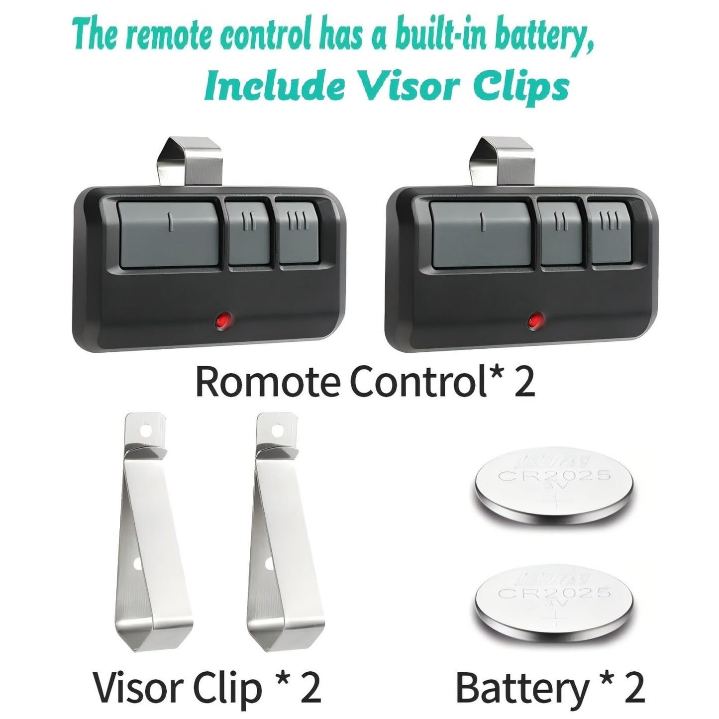 2 for LiftMaster Chamberlain Craftsman Universal Garage Door Opener Remote 893MAX 893LM 971LM 373LM,2 Visor Clip,1993 to Present - Available at All In One Marketplace Canada