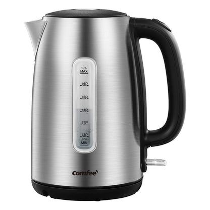 COMFEE' Stainless Steel Electric Kettle, 1.7L Tea Kettle Electric for Boiling Water, Hot Water Kettle 1500W Fast Boil with LED Light, Auto Shut-Off and Boil-Dry Protection COMFEE'