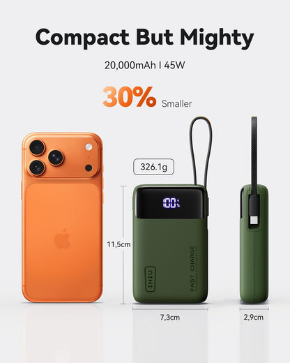 INIU 20000mAh Power Bank, Smaller 45W Fast Charging Travel Portable Charger