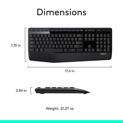 Logitech MK345 Full Size Wireless Keyboard and Mouse Combo - Black