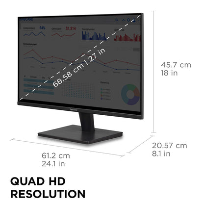 ViewSonic VS2725-2K 27 Inch QHD 1440p Monitor with 100Hz, HDMI, DisplayPort, and Variable Refresh Rate for Home and Office ViewSonic