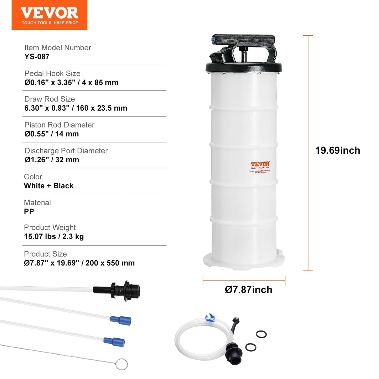 VEVOR Fluid Extractor, 1.74 Gallons (6.5 Liters), Manual Hand-Operated Oil Changer Vacuum Fluid Extractor with Dipstick and Hose, Oil Extractor Change Pump for Automotive Fluids Vacuum Evacuation 🍁 All In One Marketplace Canada