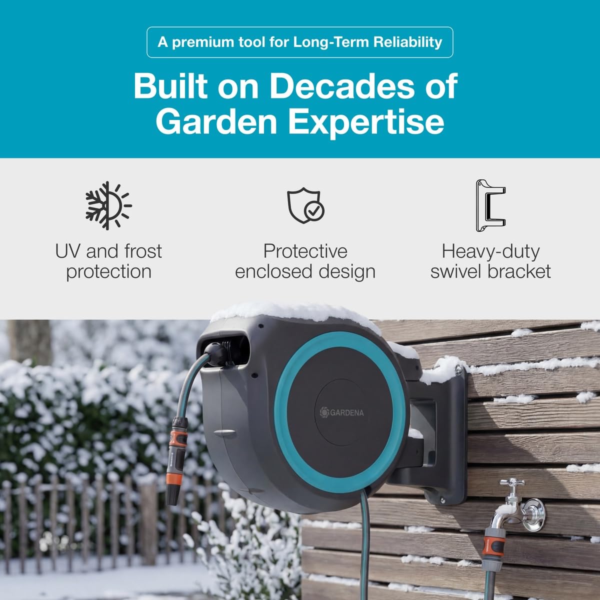 Gardena 18630-37.000.00 115 ft. Wall-Mounted Auto-Retractable Hose Reel, Frost-Proof, RollControl Technology for Safe and Slow retraction, 1/2" Hose, Made in Europe 🍁 All In One Marketplace Canada