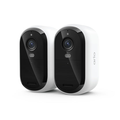 Arlo Essential Security Camera 2K (3rd Gen, 2025 Release) - Wireless Outdoor Camera, Battery Power, Person Recognition, Package Detection, Animated Preview, 1-Month Trial of Secure Plan, 2 Cam, White