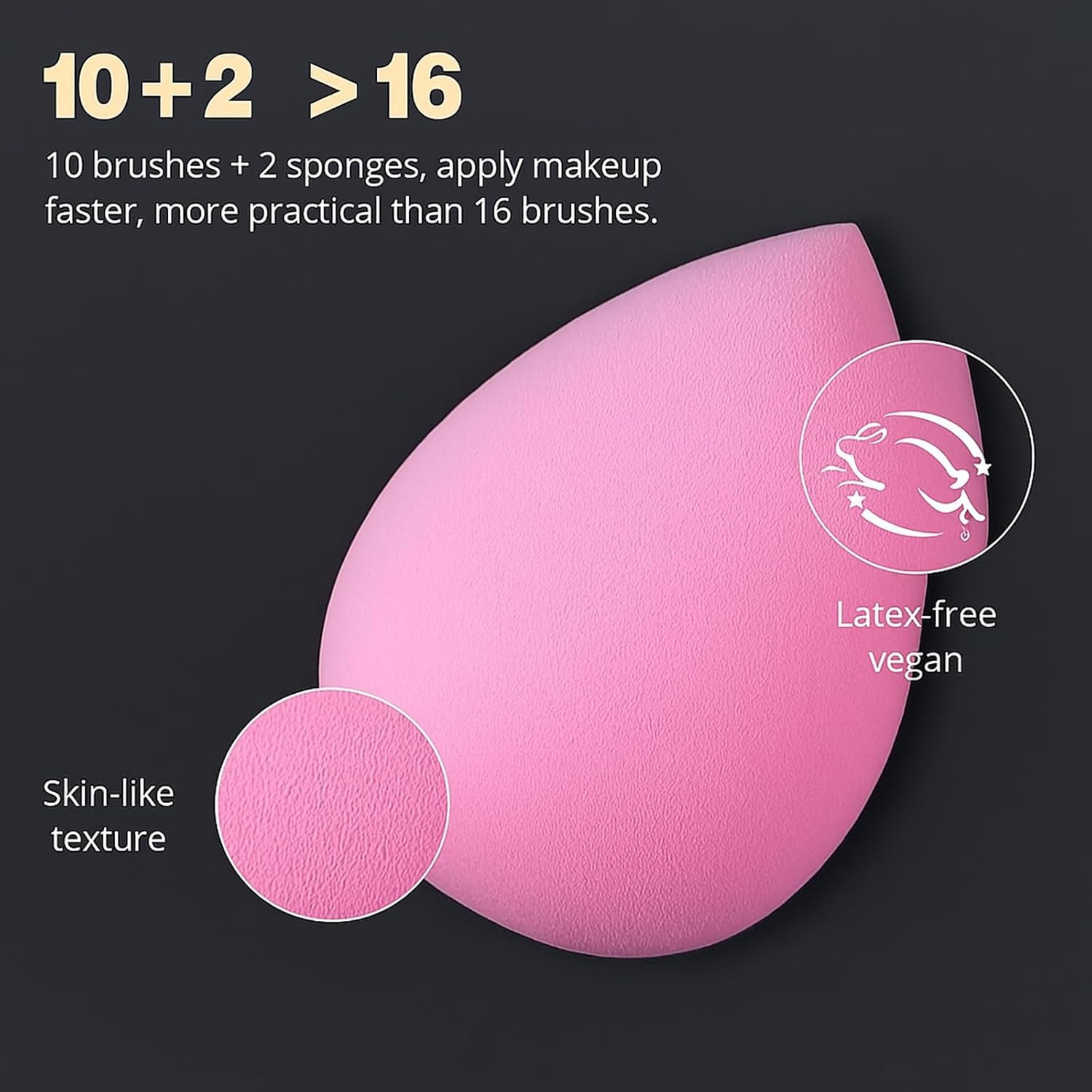 BEAKEY Makeup Brush Set Professional for Eye and Face, Foundation Blending, Eyeshadow, Concealer, Eye Shadow with 2 Blender Sponge, Paper Case