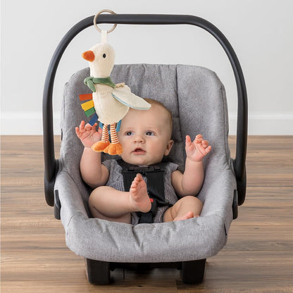 Itzy Ritzy Bitzy Traveler Car Seat & Stroller Toy for Babies – Developmental Sensory Toy Features Crinkle & Rattle Sounds & Multiple Textures – Hanging Travel Buddy for On-the-Go Entertainment (Goose) Itzy Ritzy