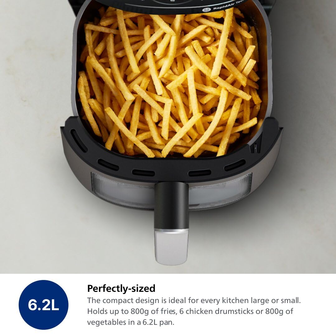Philips Air Fryer 2000 Series - 13-in-1 functions, 6.2L, Compact Design with Cooking Window, Black, (NA231/00) PHILIPS