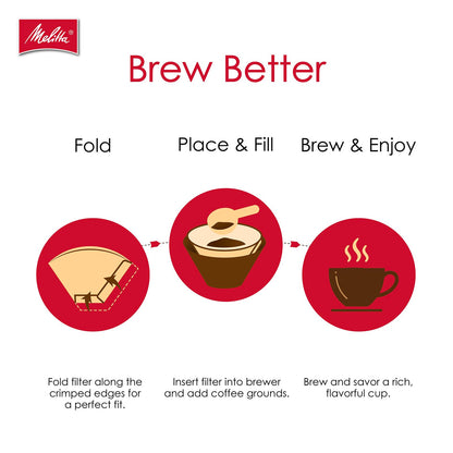 MELITTA Natural Brown #4 Cone Filters, Cone Coffee Filters, Replacement Filters, Coffee Maker Filters, Natural Brown, 6 Package of 100 Count filter