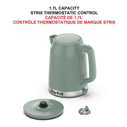 Starfrit Electric Kettle - 1.7L Capacity - Water Level Indicator - Automatic Shut-Off - 1500W – Sage - Available at All In One Marketplace Canada