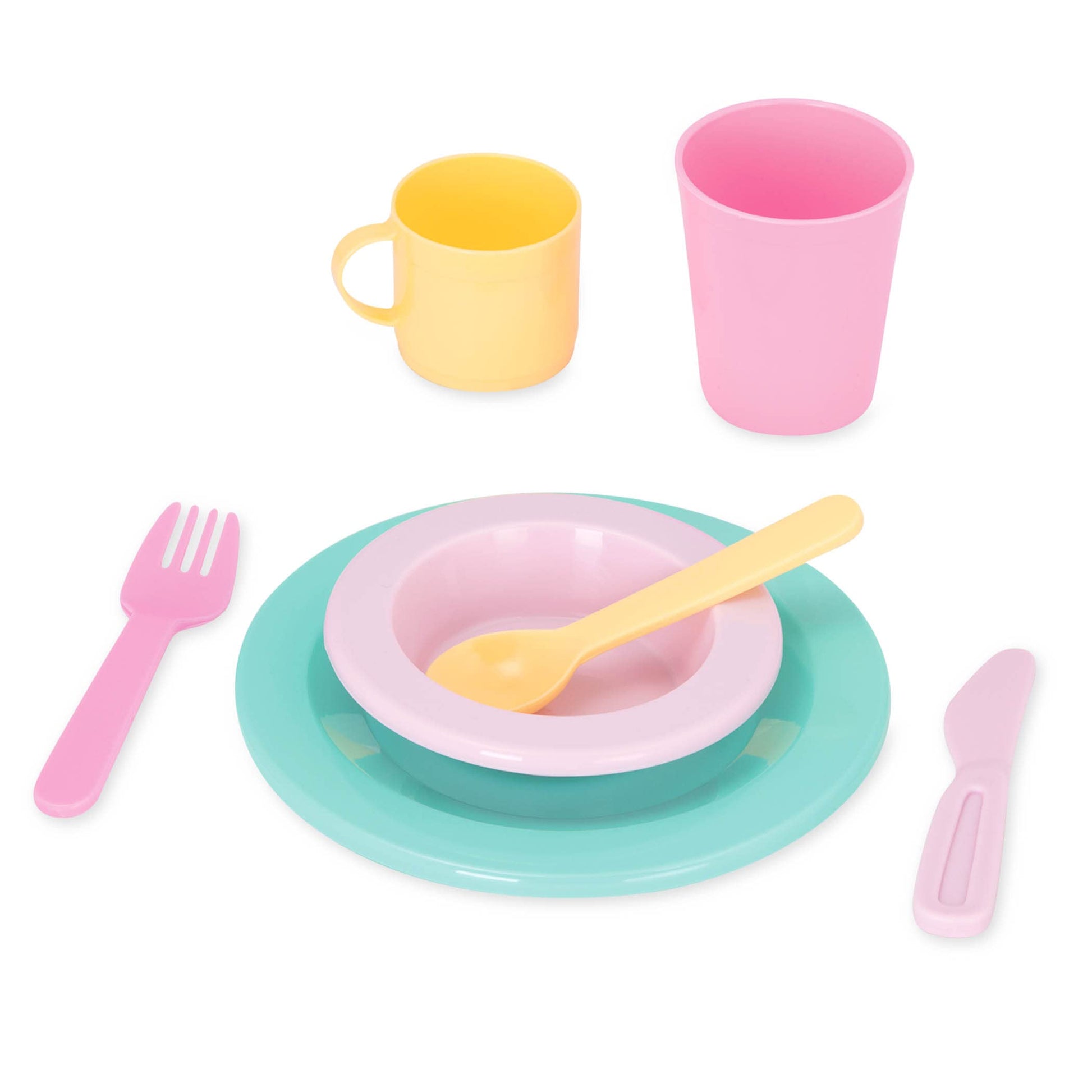 Battat Play Circle Dish Set, Dishes Wishes Dinnerware, 34 Pieces, Playset Battat