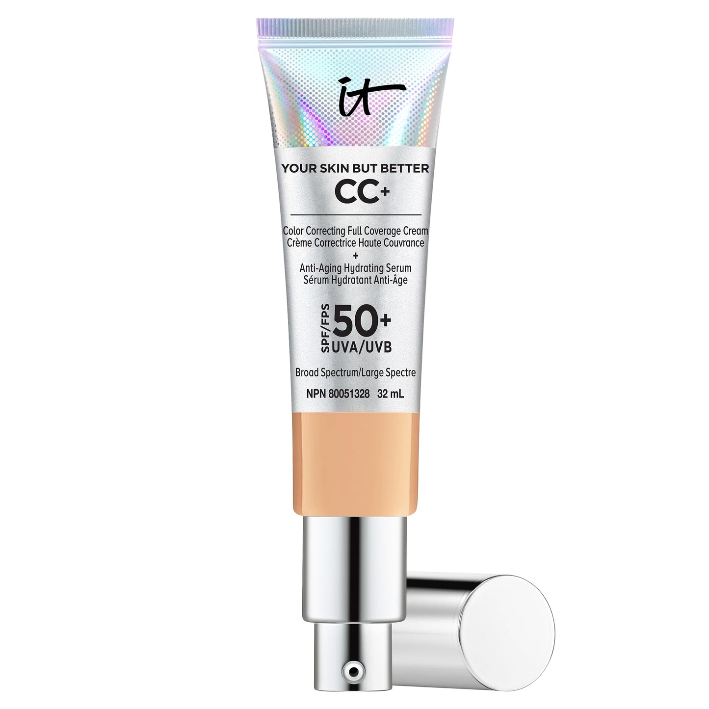 IT Cosmetics Your Skin But Better CC+ Cream, Medium Tan (W) - Color Correcting Cream, Full-Coverage Foundation, Anti-Aging Serum & SPF 50+ Sunscreen - Natural Finish - 1.08 fl oz IT Cosmetics