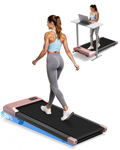 Superun Walking Pad,6% Manual Incline Walking Pad Treadmill,Under Desk Treadmill for Home Office, with App & Remote,2.5HP Quiet,LED Display,300 lbs Capacity Superun