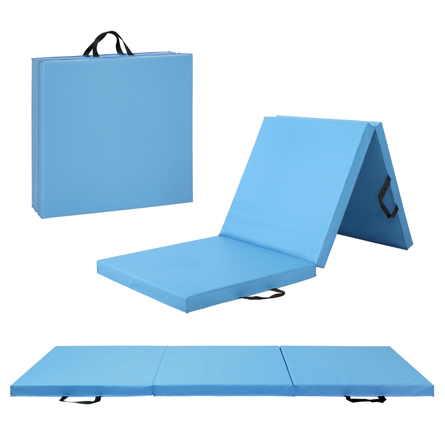 CAP Barbell Folding Exercise Mat – Durable, Anti-Tear, Thick Padding for Fitness, Aerobics, Gymnastics & Home Workouts. 72"L x 24"W x 2"Thick. BLUE 🍁 All In One Marketplace Canada