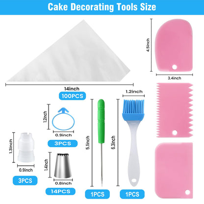 firstake Piping Bags and Tips Set - 100pcs 12 Inch Icing Bags with 14 Tips - Available at All In One Marketplace Canada