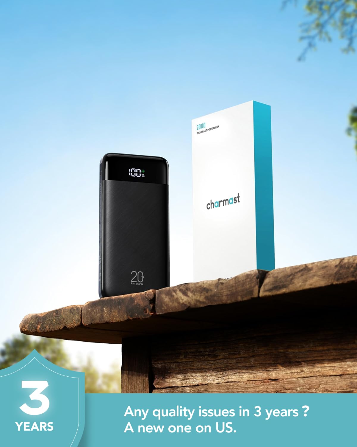 Charmast Power Bank with Built in Cables, 20000mAh USB C Battery Pack 5 Outputs 4 Inputs with LED Display Type C Powerbank,22.5W Fast Charging Portable Charger Compatible with Smartphones and More - Available at All In One Marketplace Canada
