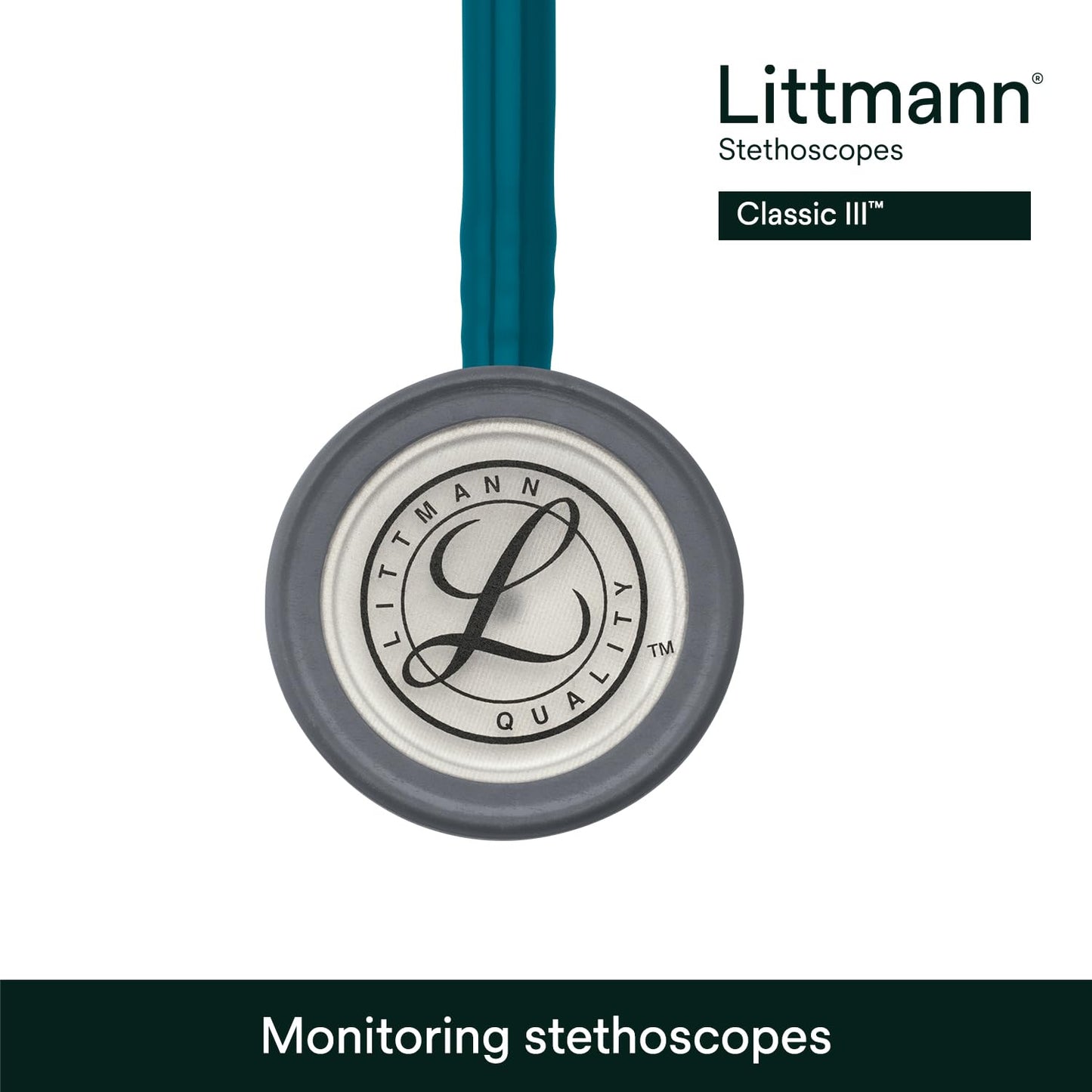 3M Littmann Classic III Monitoring Stethoscope, 5623, More Than 2X as Loud*, Weighs Less**, Stainless Steel Chestpiece, 69 cm (27") Caribbean Blue Tube