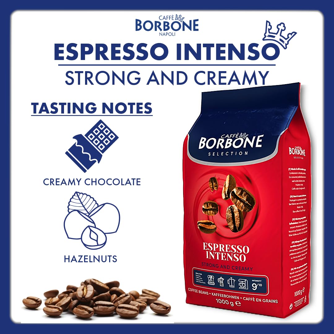 Caffè Borbone Espresso Intenso Whole Bean Coffee – Premium Italian Robusta Blend, Medium Roast, 2.2 lb