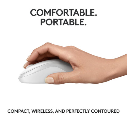 Logitech M240 Silent Bluetooth Mouse, Wireless, Compact, Portable, Smooth Tracking, 18-Month Battery, for Windows, macOS, ChromeOS, Compatible with PC, Mac, Laptop, Tablets - Off White