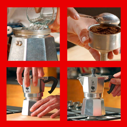 BIALETTI Moka Express 6-Cup Aluminum Stovetop Espresso Maker, Silver - Available at All In One Marketplace Canada