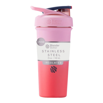 BlenderBottle Strada Sleek Shaker Cup Insulated Stainless Steel Water Bottle with Wire Whisk, 25-Ounce, Flamingo Ombre 🍁 All In One Marketplace Canada