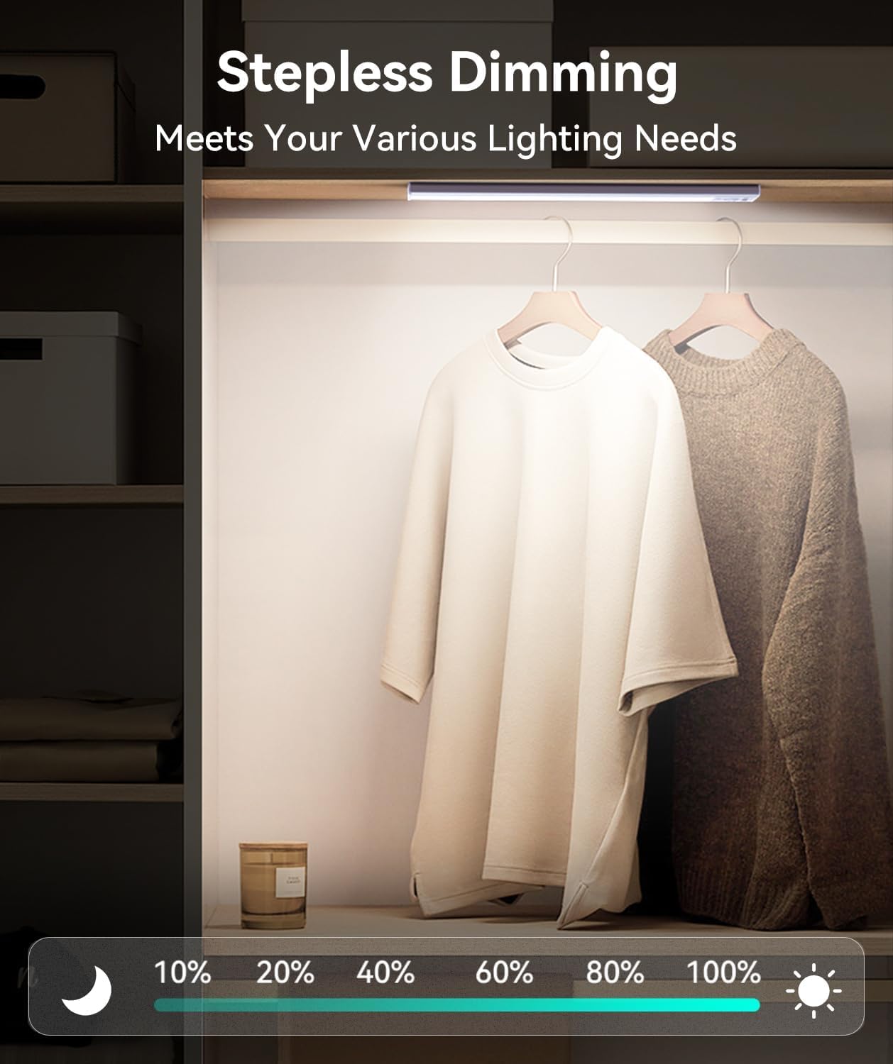 Under Cabinet Lighting, LED Motion Sensor Light Indoor, 2200mAh USB Rechargeable Closet Lights Battery Operated, Stick On Magnetic Wireless Dimmable Under Counter Lights for Kitchen, Stairs (2 Pack) - Available at All In One Marketplace Canada