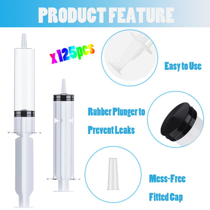 125 Pack Jello Syringes with Caps, 10ml Reusable Plastic Syringes for Party Desserts, Jelly, Pudding, Juice - BPA-Free Halloween Thanksgiving Christmas Birthday Supplies 🍁 All In One Marketplace Canada