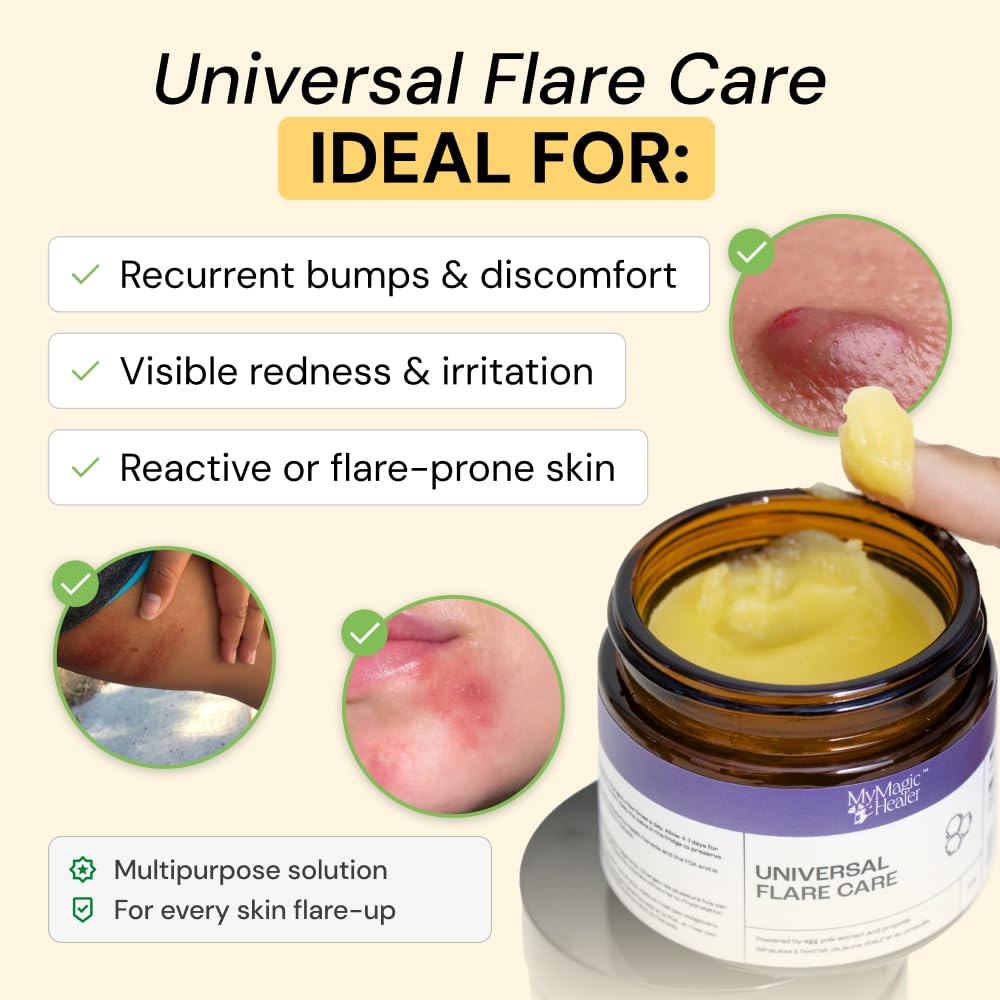 MyMagicHealer Universal Flare Care – Multi-Purpose Solution | Skin Flare-Ups - Hidradenitis Suppurativa, Folliculitis, Boils, Cysts | Anti-Chafing | Irritated Skin Relief w/Propolis & Egg Yolk 28 g - Available at All In One Marketplace Canada