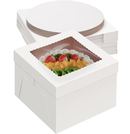 Packpal 20Pack 10 Inch Tall Cake Boxes With Cake Boards (10 boxes & 10 boards), 10X10X8 Inch White Bakery Boxes With Windown For Chocolates, Cajas Pasteles, Cookie, Pastries,Pie, Gift Cakes 🍁 All In One Marketplace Canada