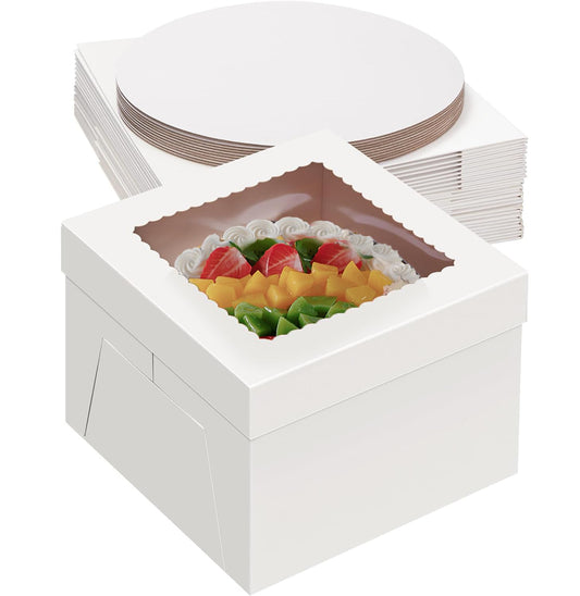 Packpal 20Pack 10 Inch Tall Cake Boxes With Cake Boards (10 boxes & 10 boards), 10X10X8 Inch White Bakery Boxes With Windown For Chocolates, Cajas Pasteles, Cookie, Pastries,Pie, Gift Cakes 🍁 All In One Marketplace Canada