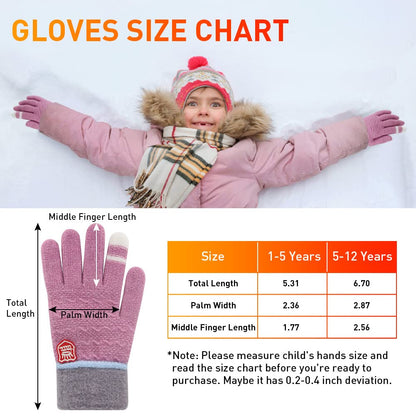 Winter Gloves for Toddler Kids - 3 Pairs Boys Girls Soft Warm Wool Lined Gloves Full Finger Children Thermal Knit Gloves (Pink/Sky-blue/Purple, 1-5 years old) 🍁 All In One Marketplace Canada