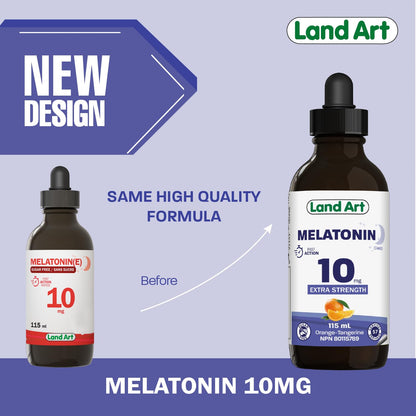 Melatonin, 10 mg, Sugar Free, Sleep Aid, Orange, 115 ml Land Art