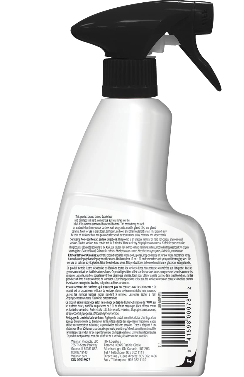 Weiman Granite Cleaner and Polish - 12 Fluid Ounce - Enhances Natural Color in Granite, Quartz, Marble, Soap Stone and More - Available at All In One Marketplace Canada