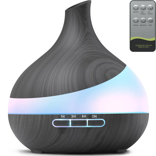 HJTHJT 500ML Essential Oil Diffuser: Aroma Diffuser with Remote Control for Hotel Spa Yoga Room - Humidifiers for Bedroom with 14 Colors LED Night Light for Women Home Relaxation (Starry Black) - Available at All In One Marketplace Canada