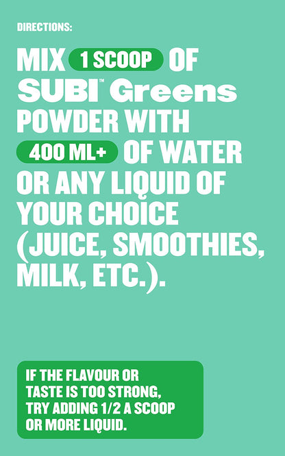 SUBI Greens Superfood Powder – Daily Vegetable & Fruit Blend, 40-Day Supply, Made in Canada