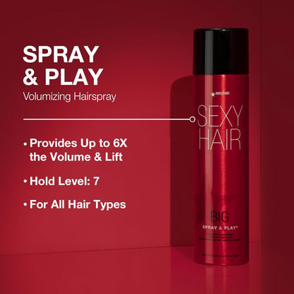 SexyHair Big Spray & Play Volumizing Hairspray, 10 Oz | Hold and Shine | Up to 72 Hour Humidity Resistance | All Hair Types - Available at All In One Marketplace Canada