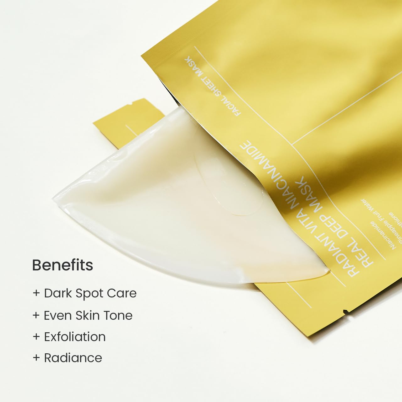 BIODANCE Radiant Vita Niacinamide Real Deep Mask, Hydrogel Mask, Tone Correction, Texture Refining, Radiant Glow, 3-in-1 Visible Care, Korean Skincare, 1.19oz(34g) x 4ea