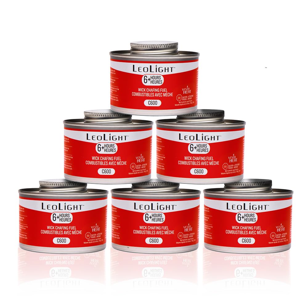 6 Pack Chafing Fuel 6 Hour Burn – Odorless, Smokeless & Spill-Proof Wick, 7.8oz Food Warmer Fuel for Chafing Dish Buffet Set & Catering Use, LeoLight - Available at All In One Marketplace Canada