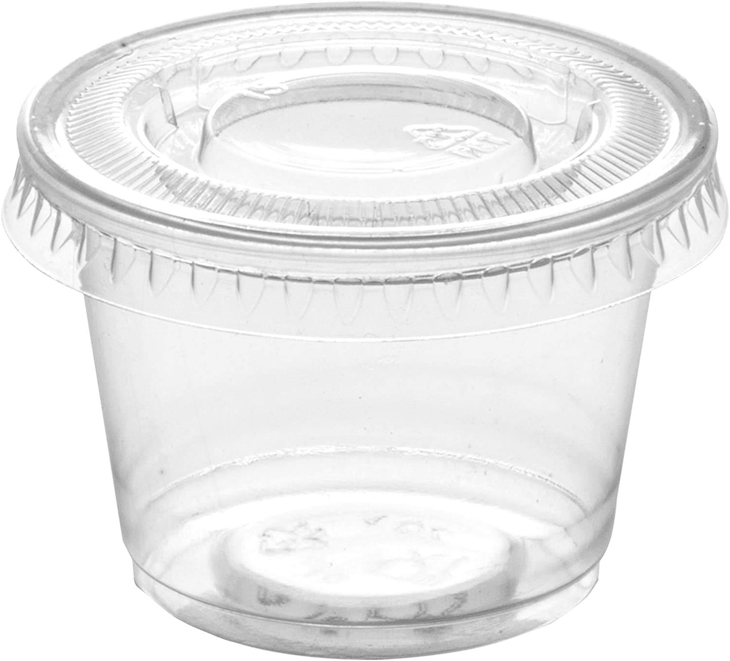 1 oz Portion Cups with Lids, 200 Sets Disposable Souffle Cups, Leak-Proof Jello Shot Cups, Clear Condiment Containers for Sauce, Dressing & Food Storage, Freezer Safe