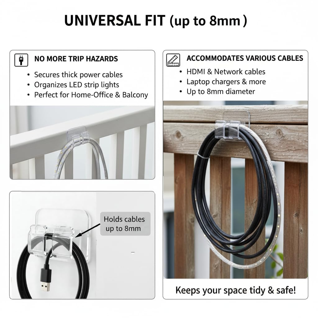 AFFAVON 40Pack Hooks for Outdoor String Lights,Heavy Duty Outdoor Light Clips, Self-Adhesive Weatherproof Wire Holders - Damage-Free Clear Hanging Clips for Christmas, Patio & Home Office 🍁 All In One Marketplace Canada