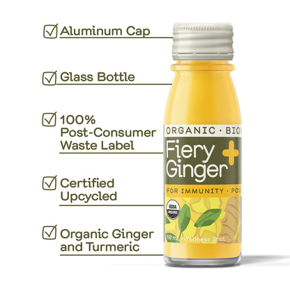 Greenhouse Juice Fiery Ginger Wellness Shot 12-Pack 60ml Glass Bottles | Organic, Vegan, Gluten-Free, Immune Support & Anti-Inflammatory