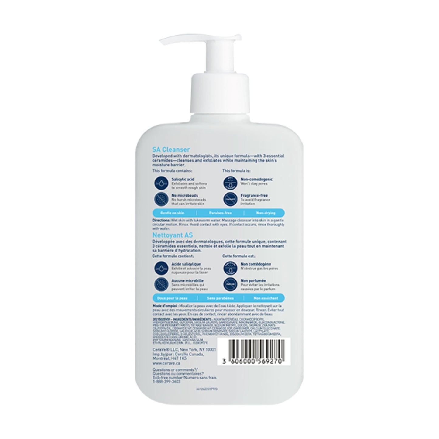 CeraVe Salicylic Acid Cleanser, Renewing Exfoliating Face Wash With Vitamin D for Normal Skin, Fragrance Free, Verified by CeraVe, 473ml