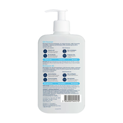 CeraVe Salicylic Acid Cleanser, Renewing Exfoliating Face Wash With Vitamin D for Normal Skin, Fragrance Free, Verified by CeraVe, 473ml