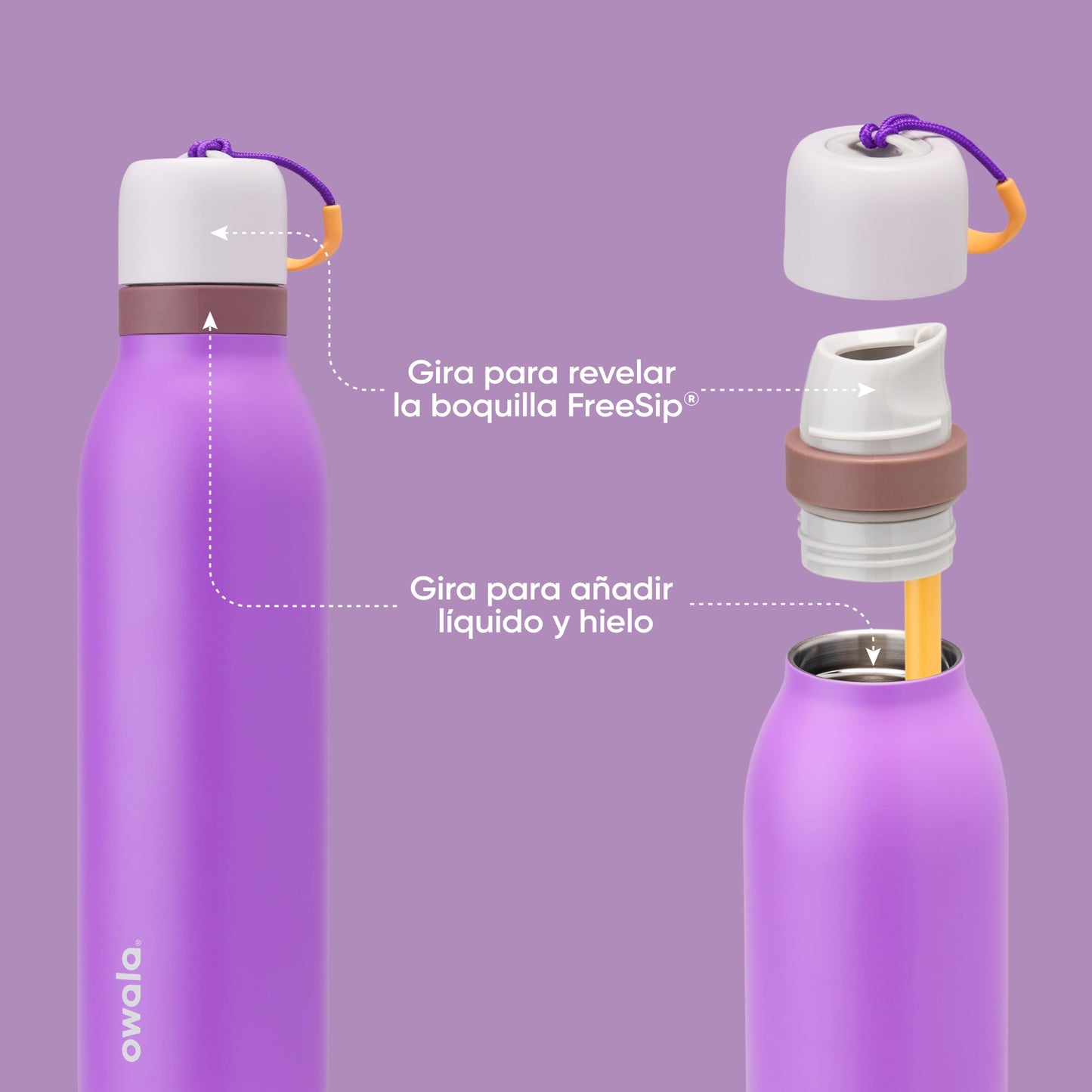 Owala FreeSip Twist Insulated Stainless Steel Water Bottle with Straw for Sports and Travel, BPA-Free, 24-oz, Purple/Purple (California Grapevine) 🍁 All In One Marketplace Canada