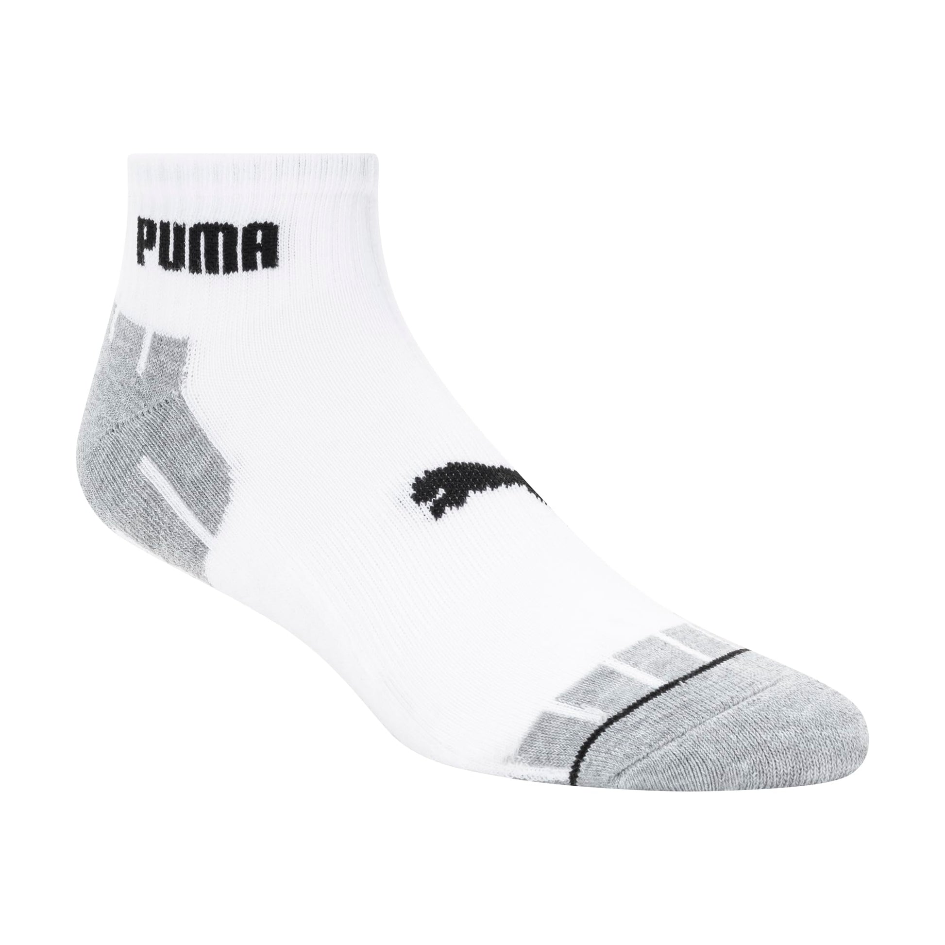 PUMA Men's 8 Pack Athletic Cushioned Quarter Crew Socks, White/Black, 10-13 - Available at All In One Marketplace Canada