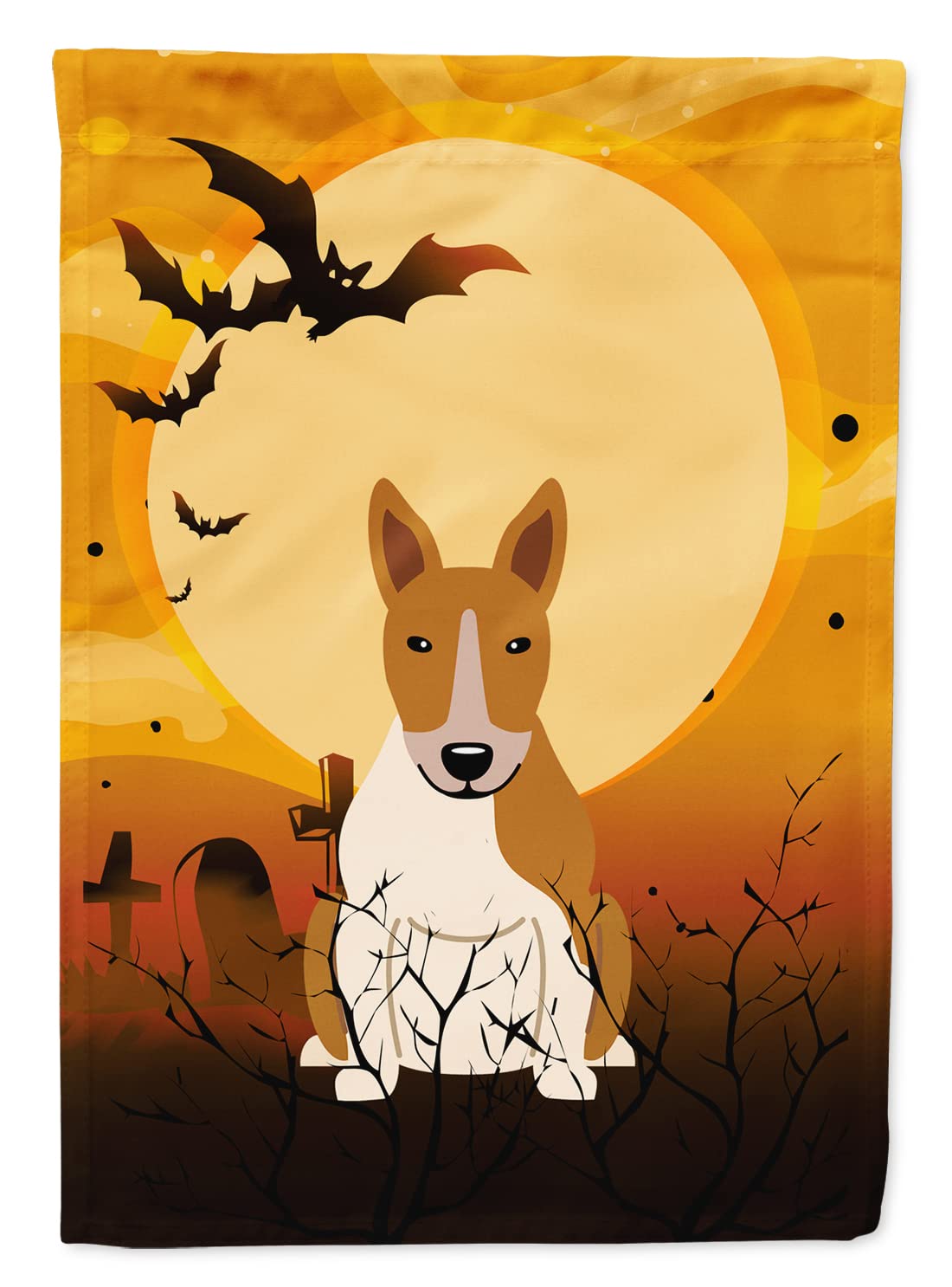 Caroline's Treasures BB4401GF Halloween Bull Terrier Red White Flag Garden Size, Small, Multicolor