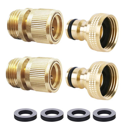 HQMPC Garden Hose Quick Connect Solid Brass Quick Connector Garden Hose Fitting Water Hose Connectors 3/4 inch GHT (2SETS) 🍁 All In One Marketplace Canada
