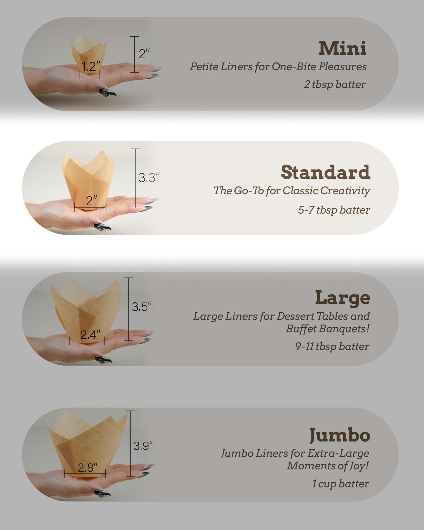 Bake Choice 200pcs Natural Tulip Cupcake Liners for Baking, Unbleached EU Muffin Liners, Parchment Paper Muffin Liners, Cupcake Liners, Tulip Muffin Liners for Party, Christmas - Available at All In One Marketplace Canada