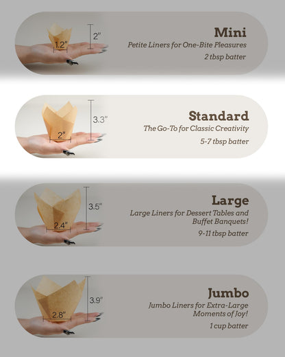 Bake Choice 200pcs Natural Tulip Cupcake Liners for Baking, Unbleached EU Muffin Liners, Parchment Paper Muffin Liners, Cupcake Liners, Tulip Muffin Liners for Party, Christmas - Available at All In One Marketplace Canada