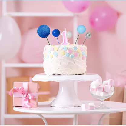 ASTARON 50 Pcs Ball Cake Topper Sticks Mini Balloons for Cake Decorating Supplies Foam Balls Cake decorations for Baby Shower Cake Birthday Cake Toppers Decorations (Blue Series) 🍁 All In One Marketplace Canada